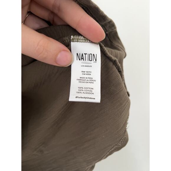 Nation LTD Ennis Feminine Puff Sleeve Top Blouse Workshirt XL Green - Picture 6 of 7